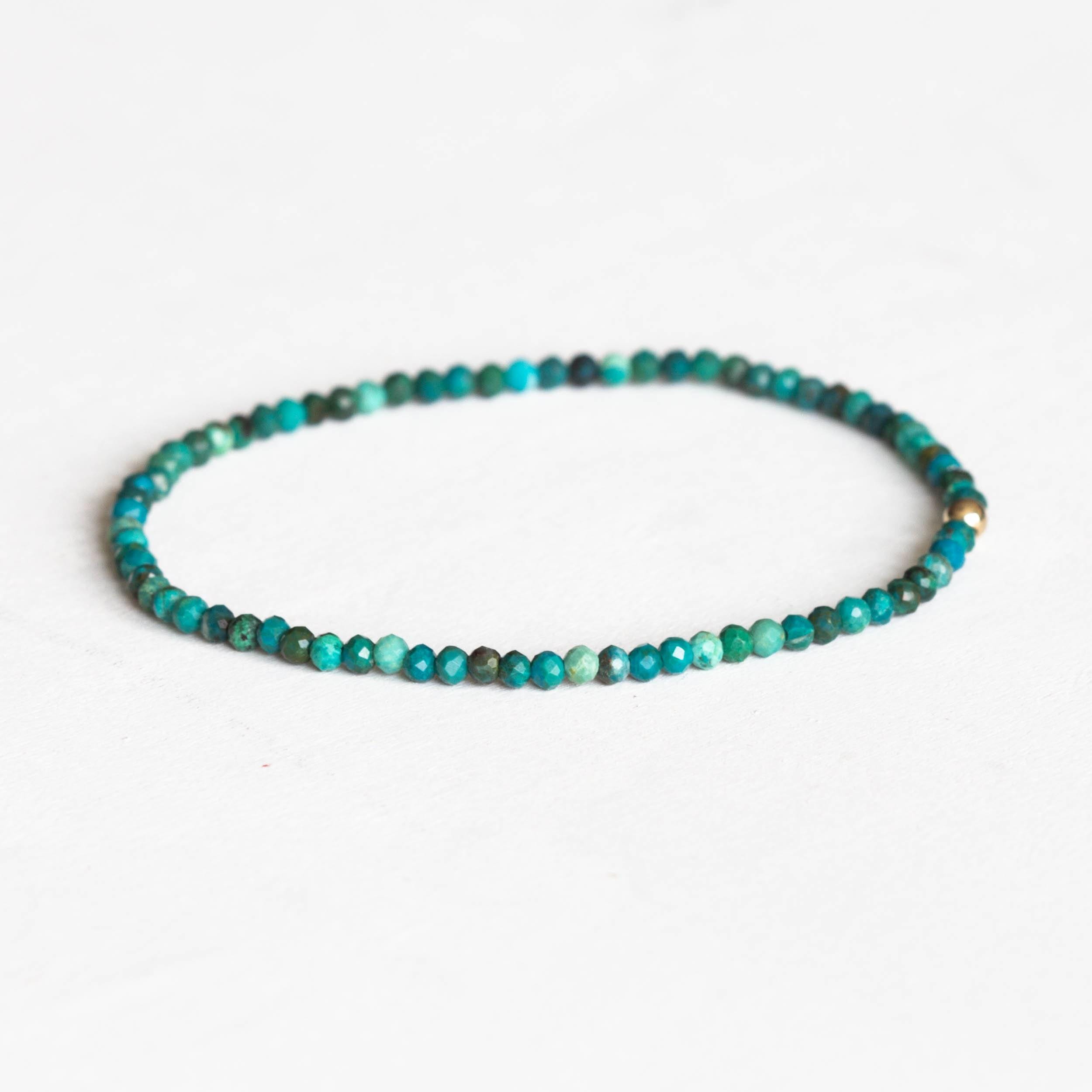 Chrysocolla Stretch Bracelet, Beaded Delicate Elastic Jewelry, Blue Green Gemstones Chrysocolla Stretch Bracelet, Beaded Delicate Elastic Jewelry, Blue Green Gemstones