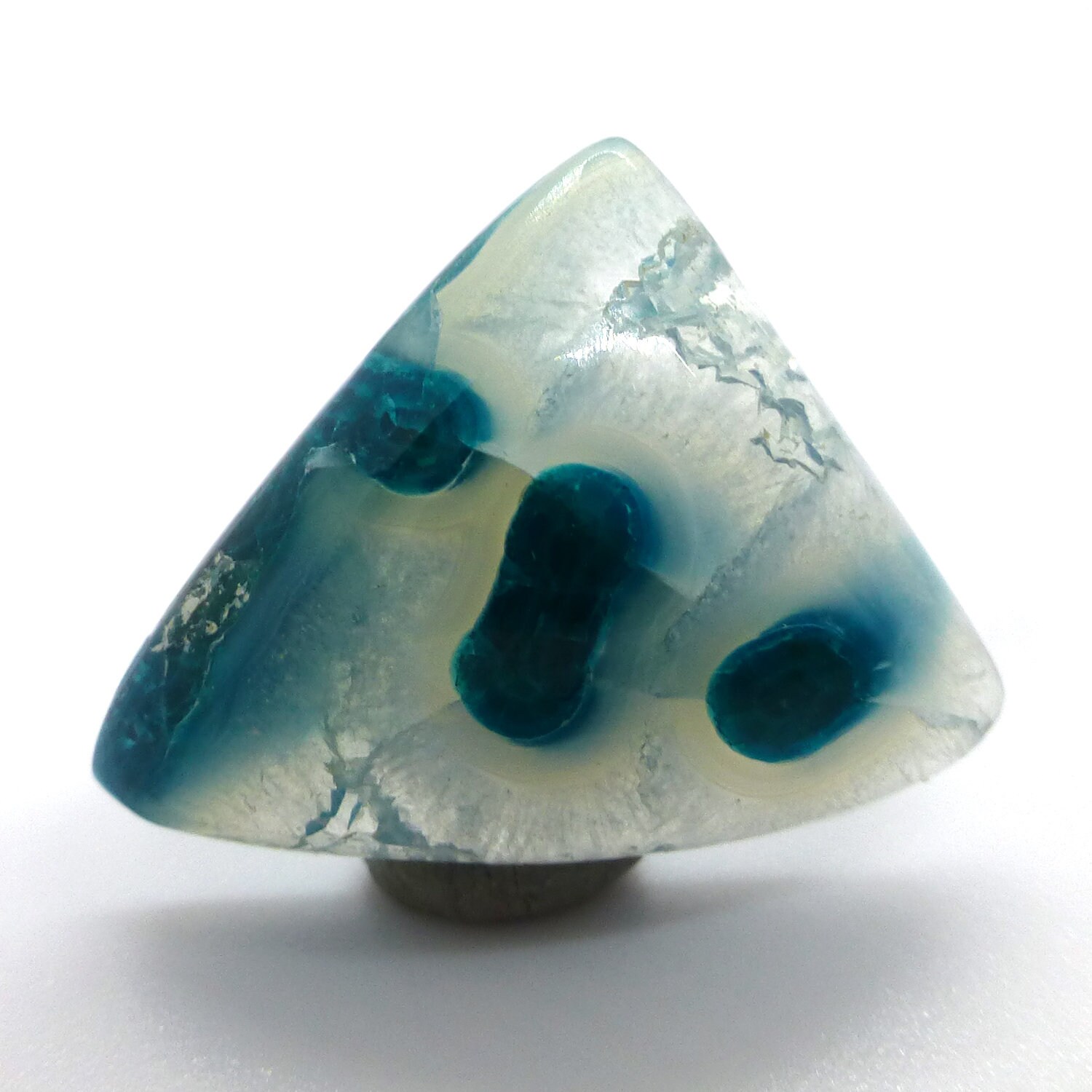 12.050 Carats Ray Mine Blue Dot Chrysocolla Cabochon Bulls Eye Gem Grade Arizona Hand Cut Triangle Turquoise Jewelry Stalactite Stalagmite