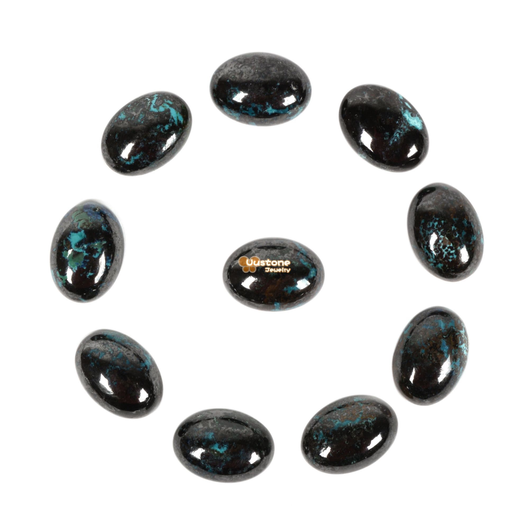 14mm Chrysocolla Gemstone Oval Flatback Cab Cabochon 14mm Chrysocolla Gemstone Oval Flatback Cab Cabochon