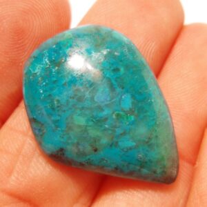 17.5 Carats Chrysocolla Gem Silica Cabochon Lovely Deep Turquoise Translucent Coloring - Designer Cut Freeform