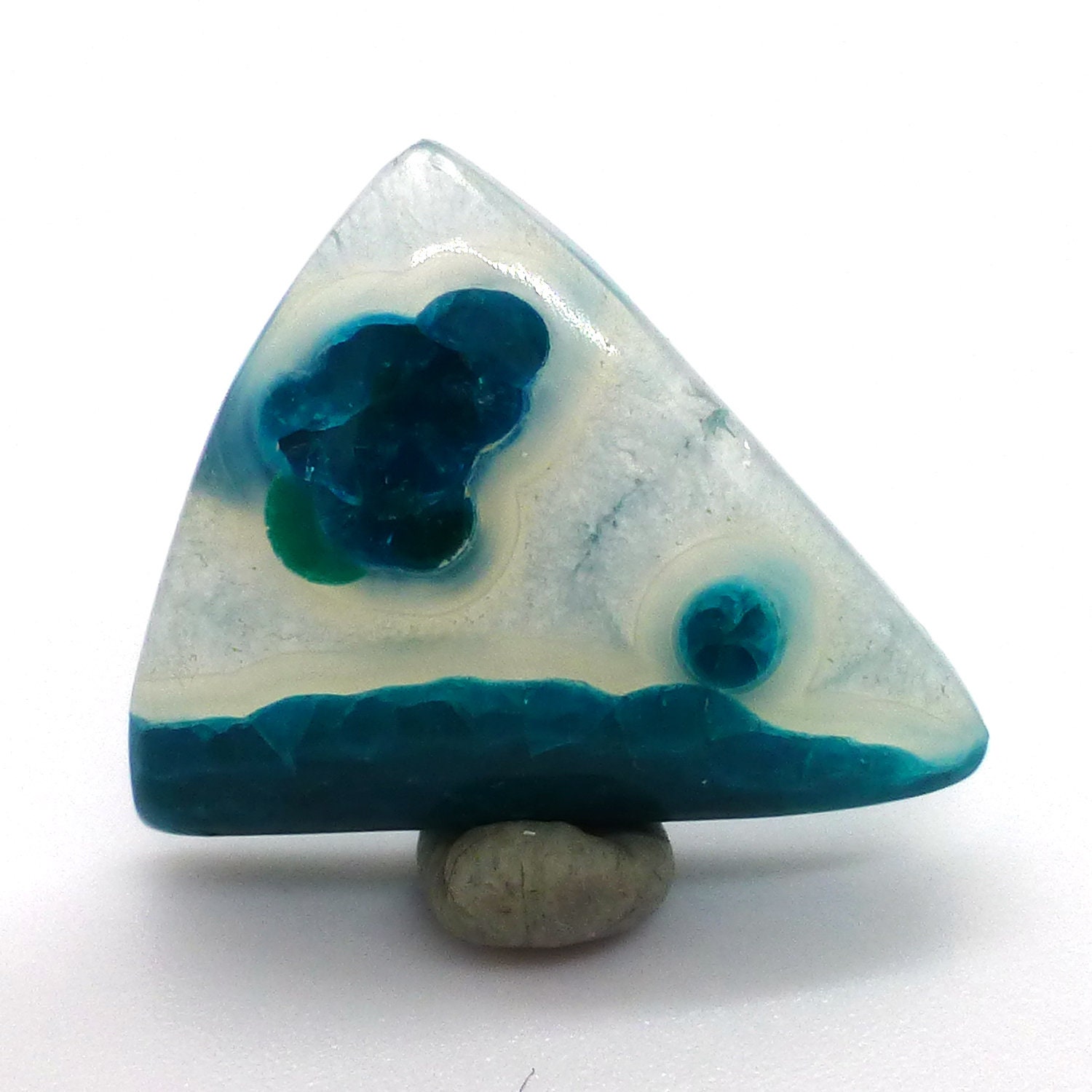 6.750 Carats Ray Mine Blue Dot Chrysocolla Cabochon Bulls Eye Gem Grade Arizona Hand Cut Triangle Turquoise Jewelry Stalactite Stalagmite