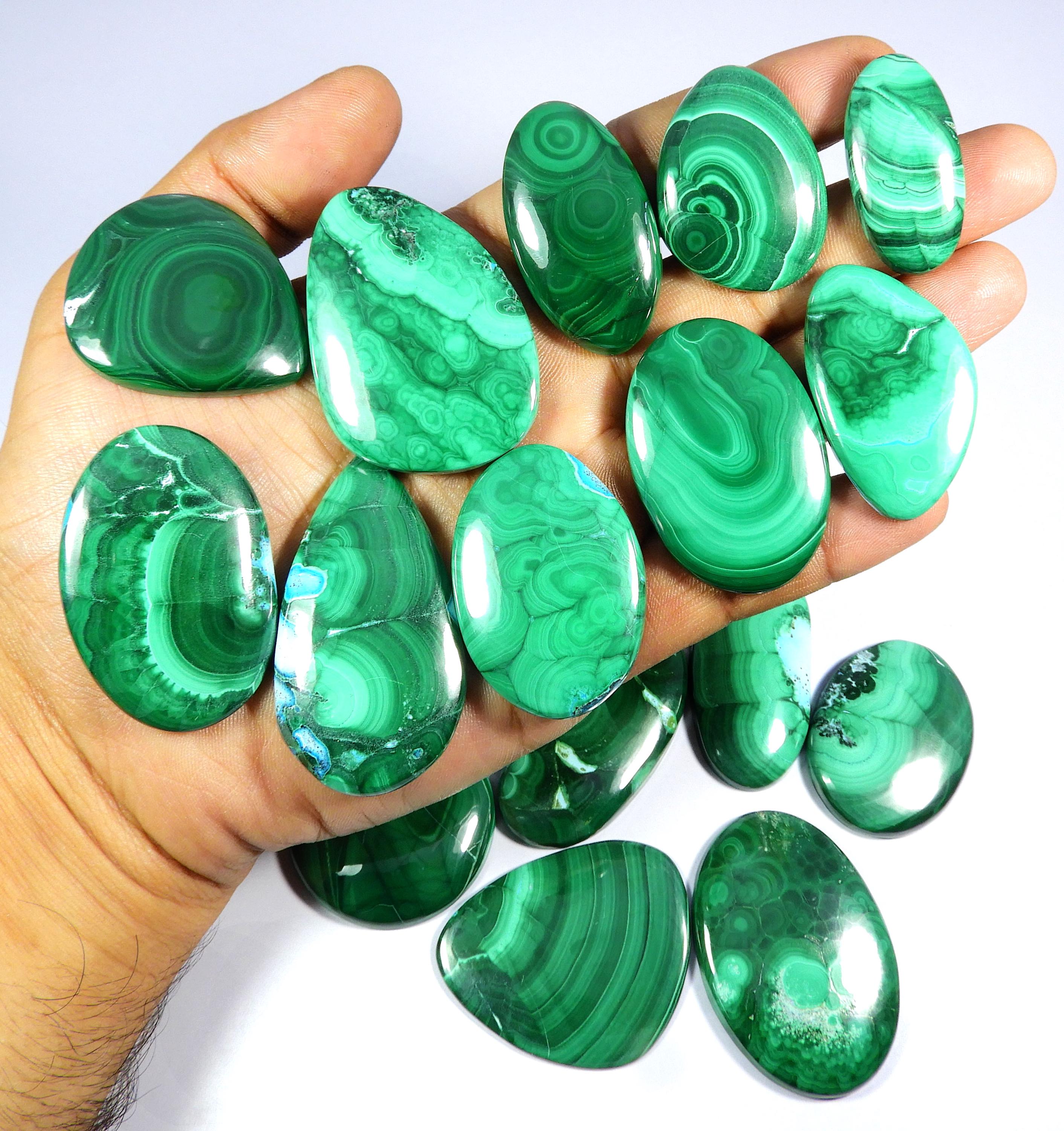 Amazing~ Green Malachite. Malachite Cabochon. Natural Green Malachite Gemstone. Mix Shape Polished Malachite Chrysocolla For Jewelry Loose.