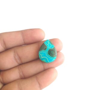 Handmade Chrysocolla Malachite Cabochon: Pear Shape Gemstone, 26 Carat, 23x18x5