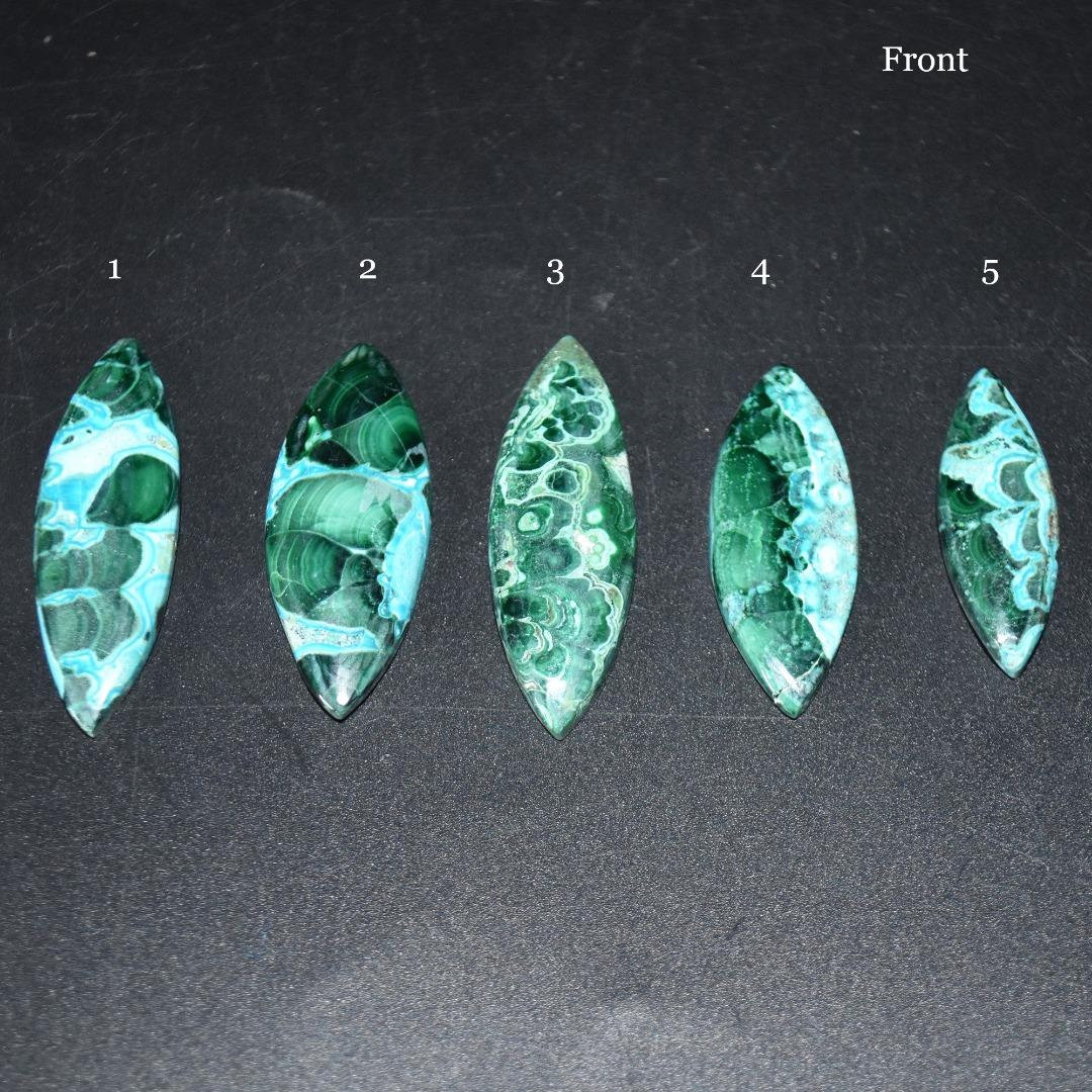 Large Malachite With Chrysocolla Marquise Gemstone Cabochons - 1 Count - 5 Options Large Malachite With Chrysocolla Marquise Gemstone Cabochons - 1 Count - 5 Options