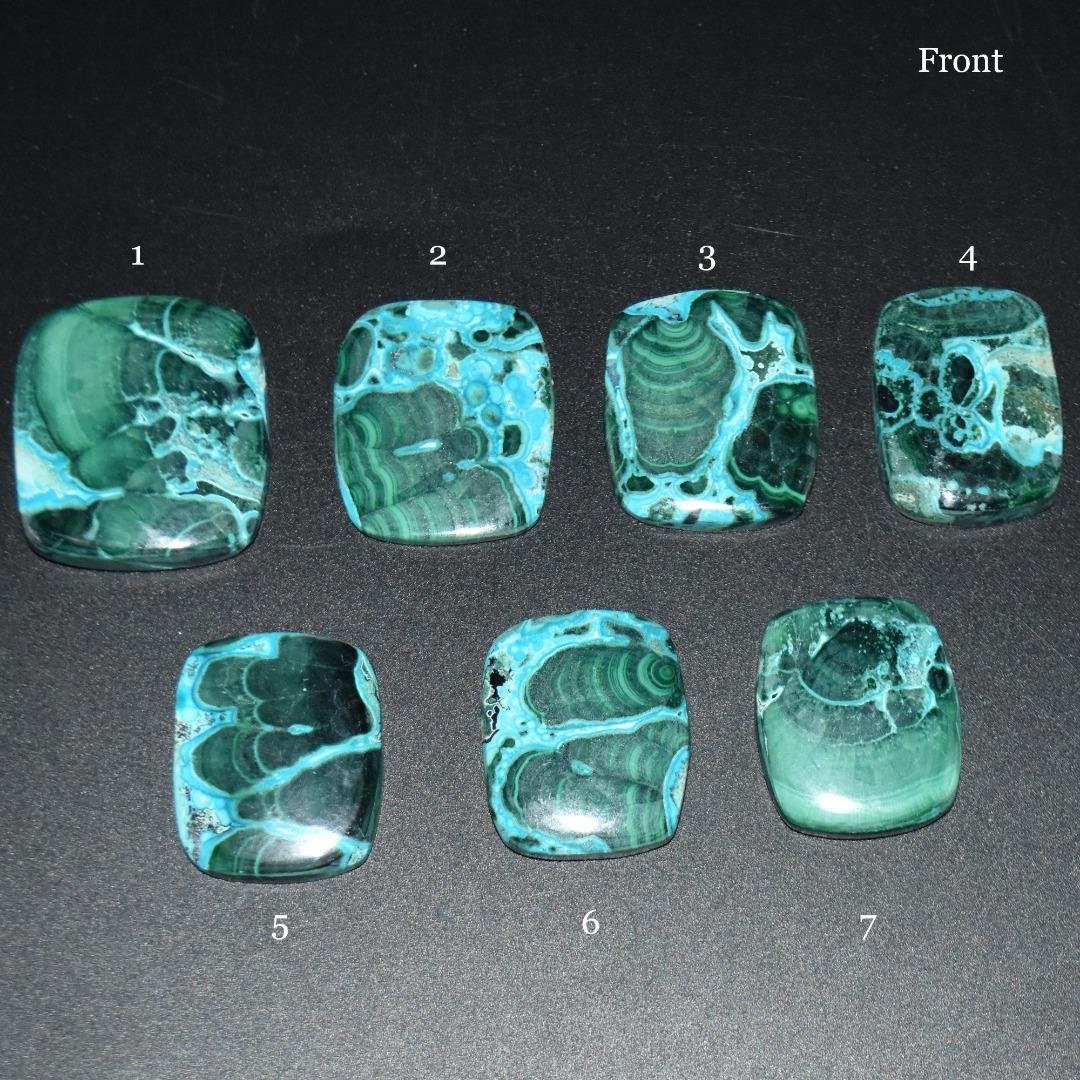 Malachite Chrysocolla Gemstone Cabochons  - 1 Count - Large Rectangular Cabochon - 7 Options