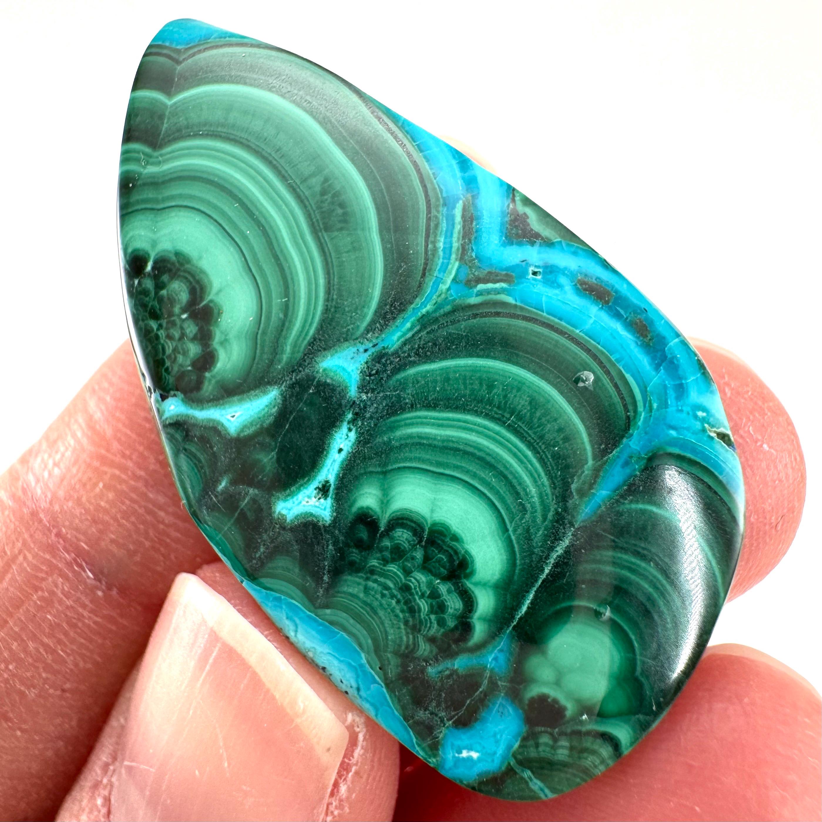Malachite Chrysocolla Cabochon | Green And Blue Malacolla Gemstone
