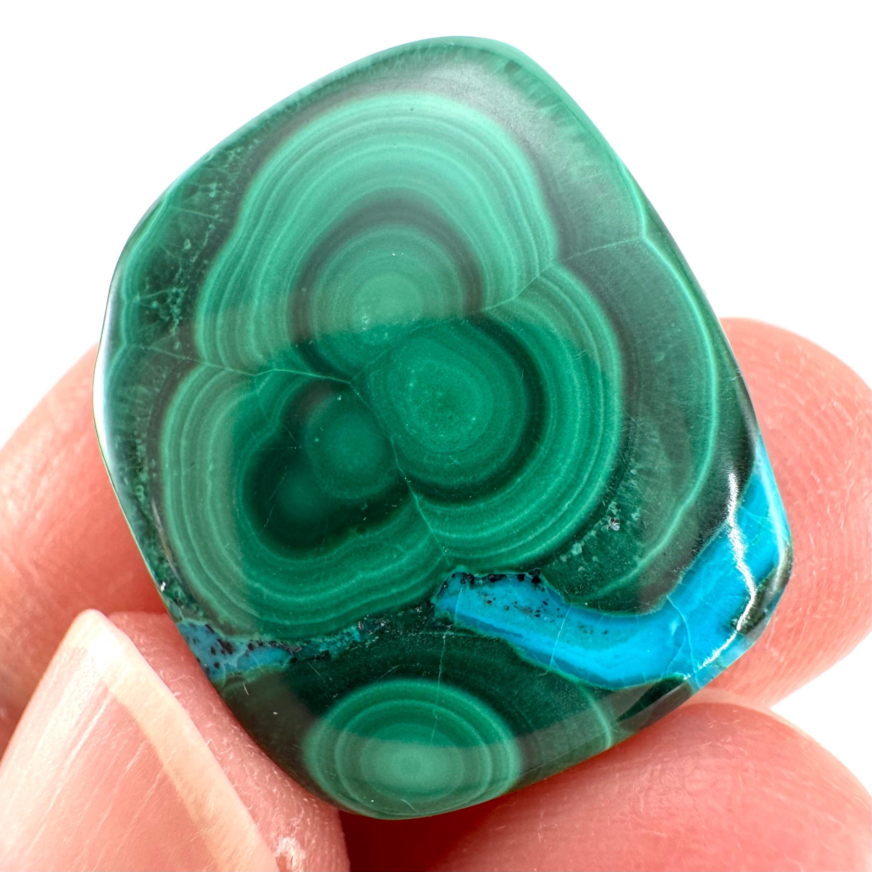 Malachite Chrysocolla Cabochon , Green And Blue Malacolla Gemstone