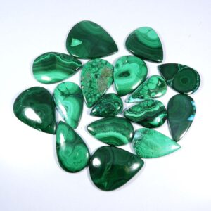 Malachite Cabochon. Massive~ Green Malachite. Natural Green Malachite Gemstone. Pear Shape Polished Malachite Chrysocolla For Jewelry Loose.
