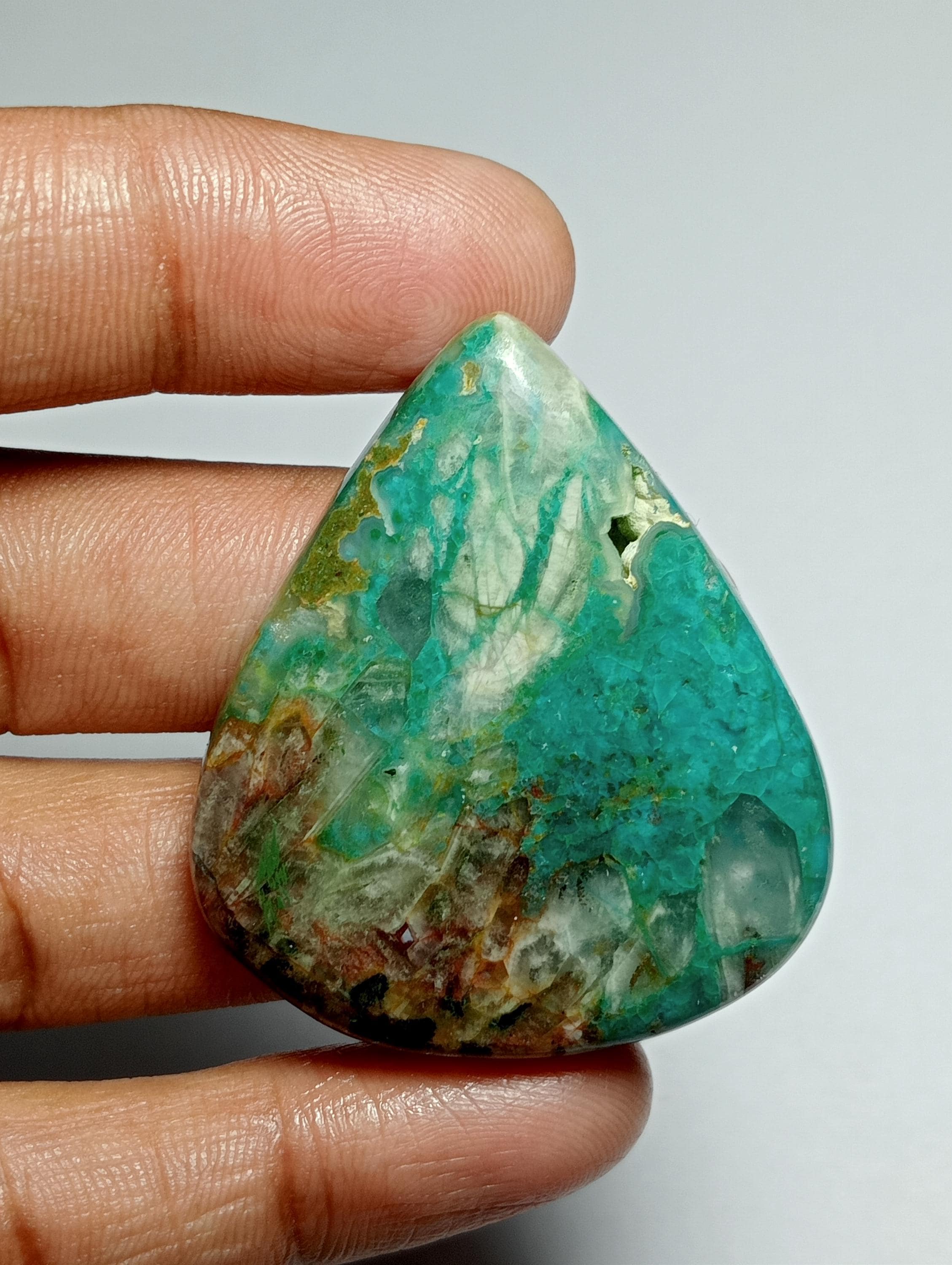 Chrysocolla Malachite Cabochon: Natural Gemstone For Jewelry Making (83 Cts, 43x37mm)