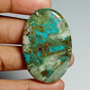 Chrysocolla Malachite Cabochon: Natural Gemstone For Jewelry Making (45 X 30 Mm, 72 Cts.)