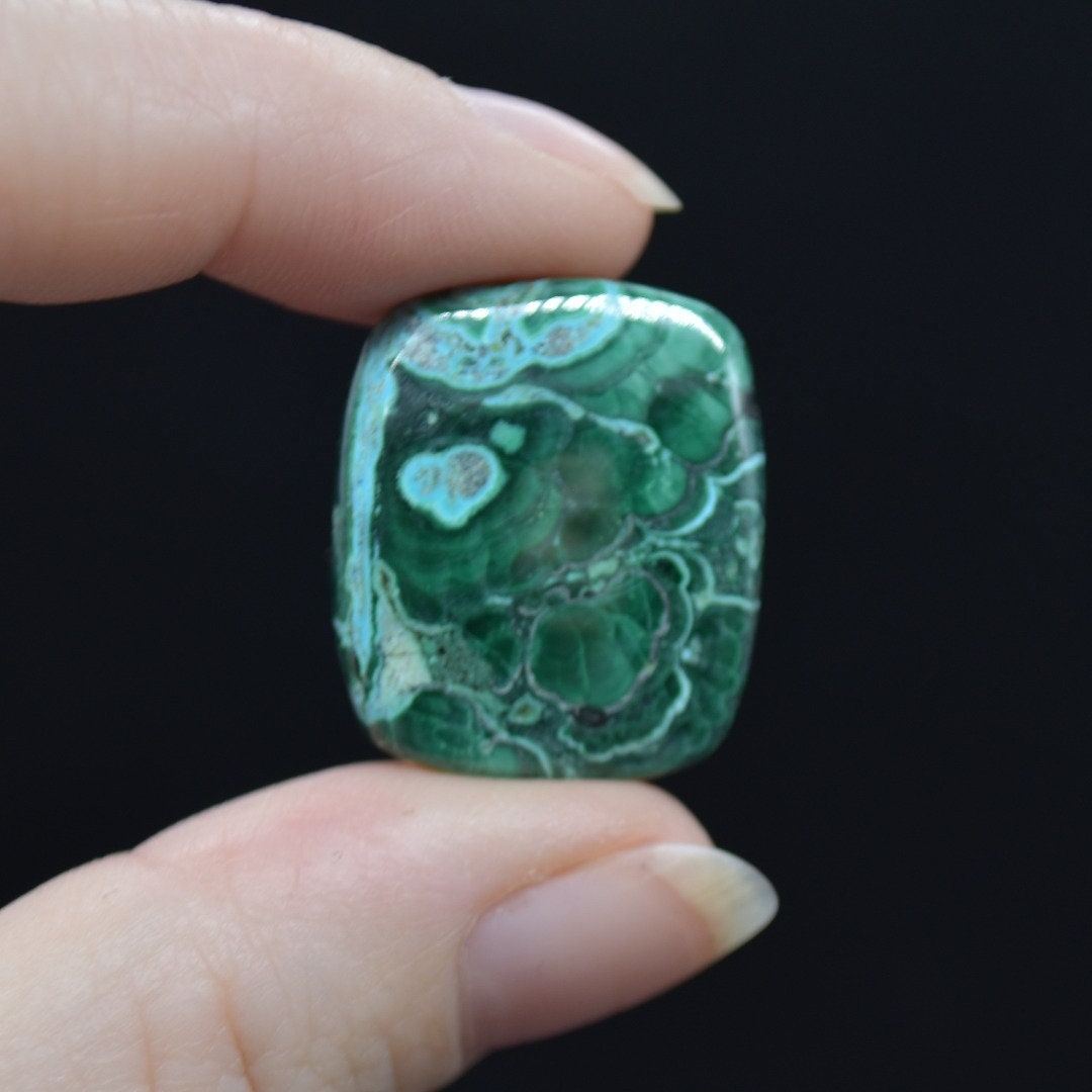 Malachite Chrysocolla Rectangular Cabochons  -  Gemstone - 1 Count  - 7 Options - Lot 02
