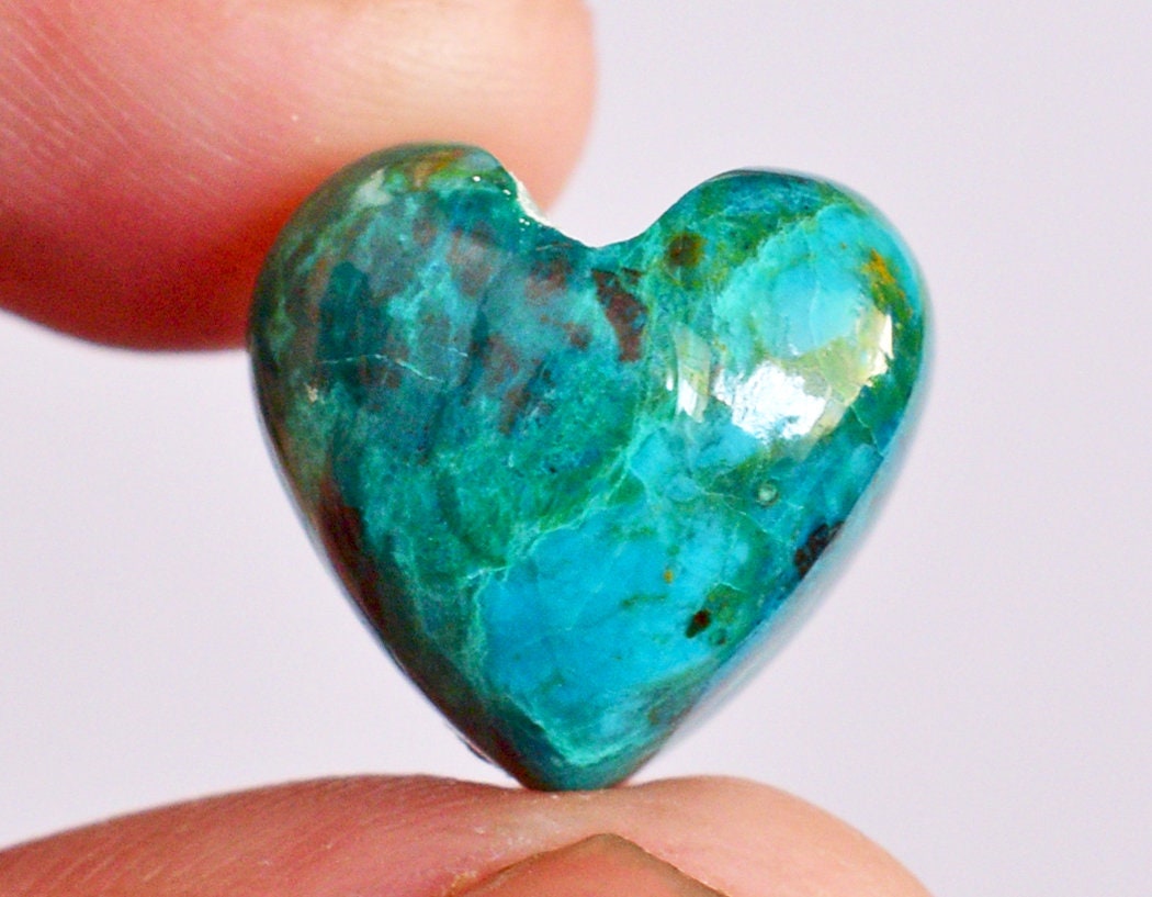 Aaa+ Quality Natural Chrysocolla Heart Shape Cabochon Smooth Hand Polished Calibrated Gemstone For Jewelry Making All Sizes Available