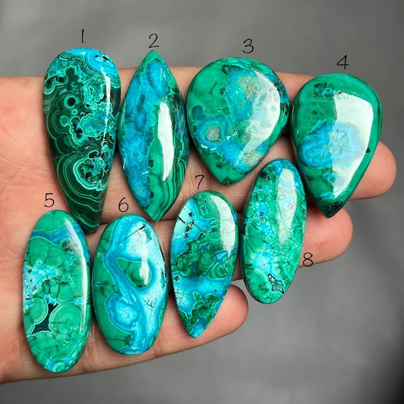 Natural Malachite Chrysocolla Cabochon: Flatback Gemstone Natural Malachite Chrysocolla Cabochon: Flatback Gemstone