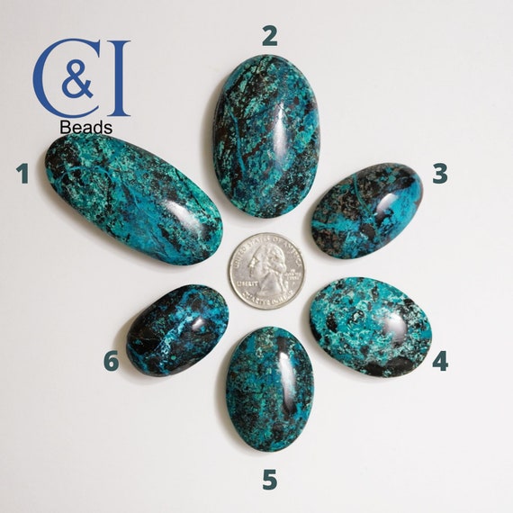 Natural Chrysocolla Oval Cabochons Large High Quality Grooved Natural Chrysocolla Oval Cabochons Large High Quality Grooved