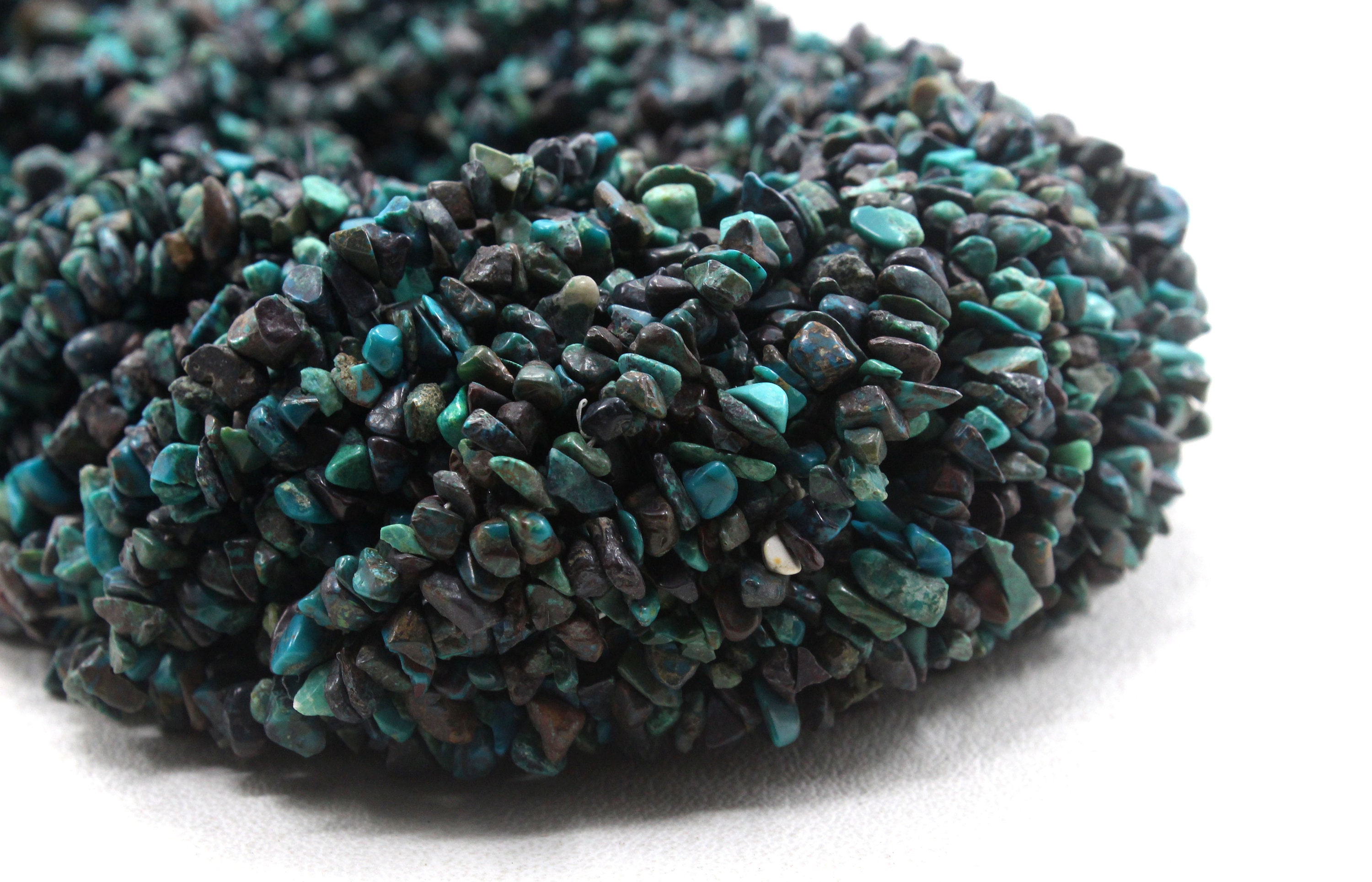 16" Natural Chrysocolla Chip Beads: 5-6mm Polished Gemstone Jewelry Making