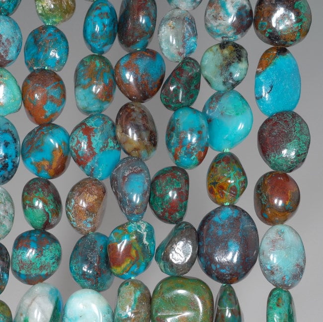8-10mm Chrysocolla Quantum Quattro Gemstone Pebble Nugget Granule Loose Beads 15.5 Inch Full Strand (80001963-a30)