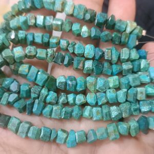 8 Inches Strand, Natural Chrysocolla Faceted Fancy Nuggets Shape Size 6.5-7mm 8 Inches Strand, Natural Chrysocolla Faceted Fancy Nuggets Shape Size 6.5-7mm