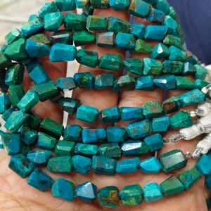 8 Inches Strand,Natural Chrysocolla Faceted Fancy Nuggets Shape, Size. 8-9mm 8 Inches Strand,Natural Chrysocolla Faceted Fancy Nuggets Shape, Size. 8-9mm