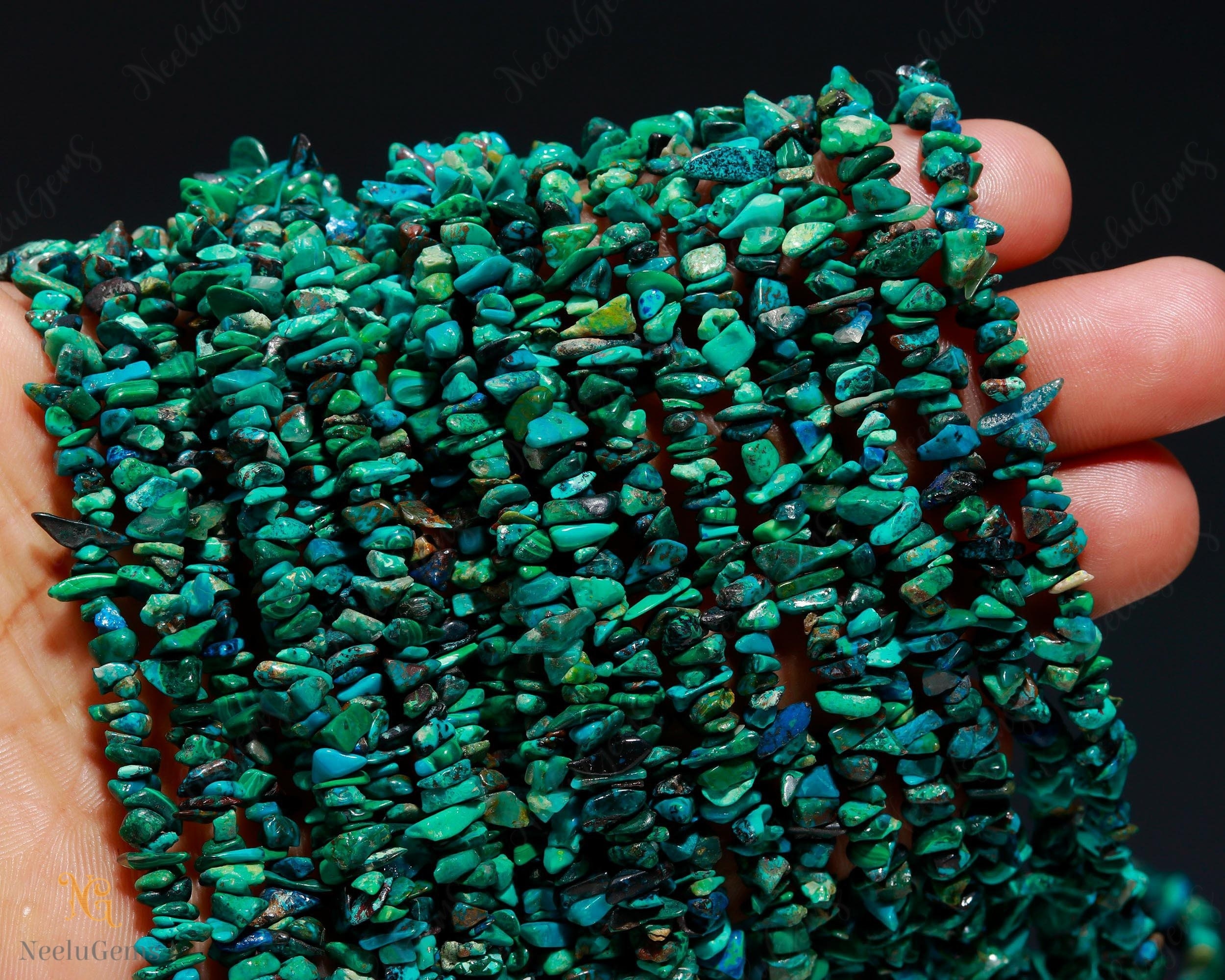 Aaa+ Blue Chrysocolla Uncut Chip Beads,natural Chrysocolla Raw Rough Tiny Nugget Chips,34" Gemstone Beads For Handmade Jewelry
