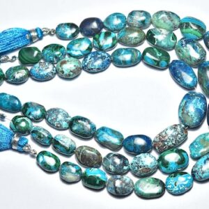 Beautiful Chrysocolla Nugget Beads - 8 inches - Natural Smooth Chrysocolla Nugget Beads Strand Size is 11 - 13 mm #2358 Beautiful Chrysocolla Nugget Beads - 8 inches - Natural Smooth Chrysocolla Nugget Beads Strand Size is 11 - 13 mm #2358