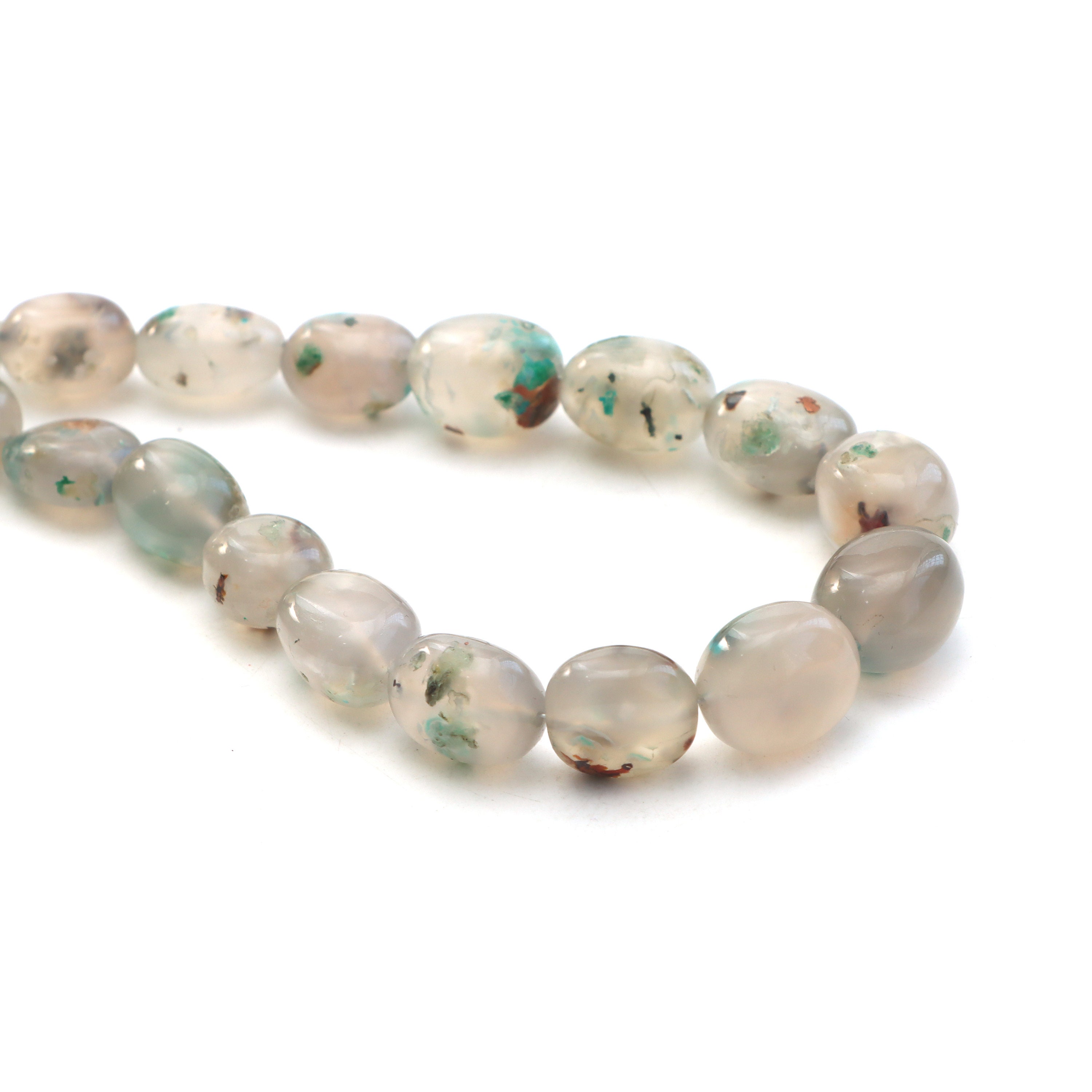 Copper Chrysocolla Smooth Tumble Beads, 9.5x12 Mm To 13.5x16 Mm, Tumble Shape Chrysocolla, Plain Chrysocolla, 20 Inches, Price Per Strand