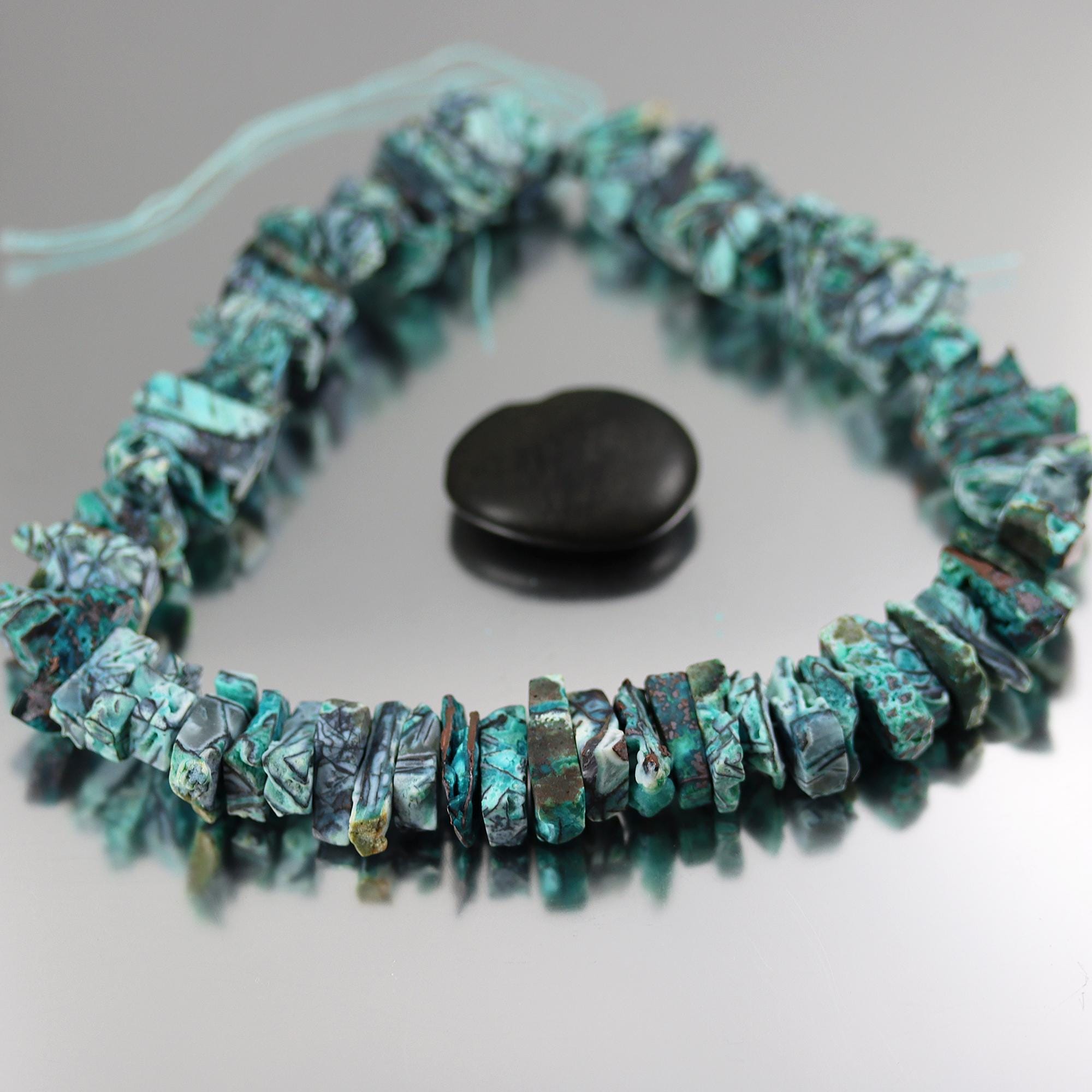 Indonesian Chrysocolla With Copper Shard Beads - Full Strand - 18 To 24mm