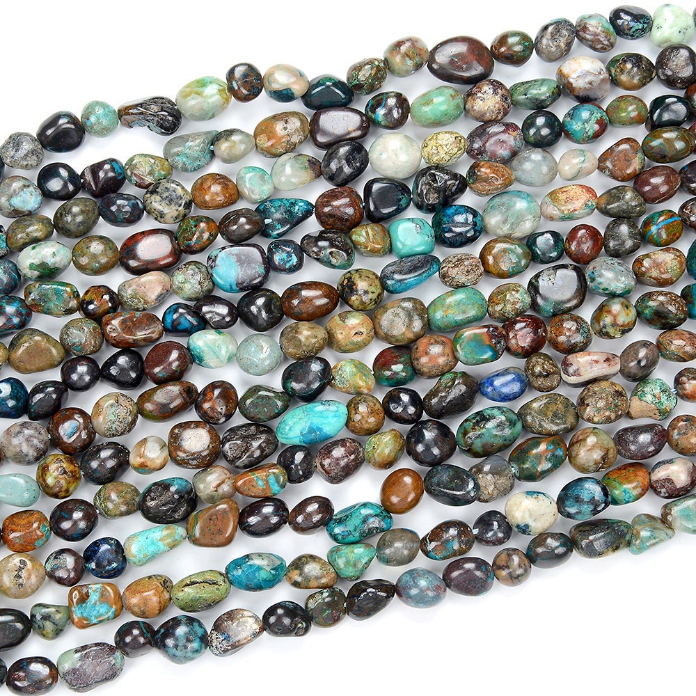 Natural Chrysocolla Gemstone Pebble Nugget 8-10mm 10-12mm Loose Beads (d467)