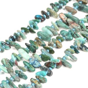 Natural Chrysocolla Gemstone Top Drilled Stick Slice Chip Loose Beads 16" Diy Jewelry Making Natural Chrysocolla Gemstone Top Drilled Stick Slice Chip Loose Beads 16" Diy Jewelry Making