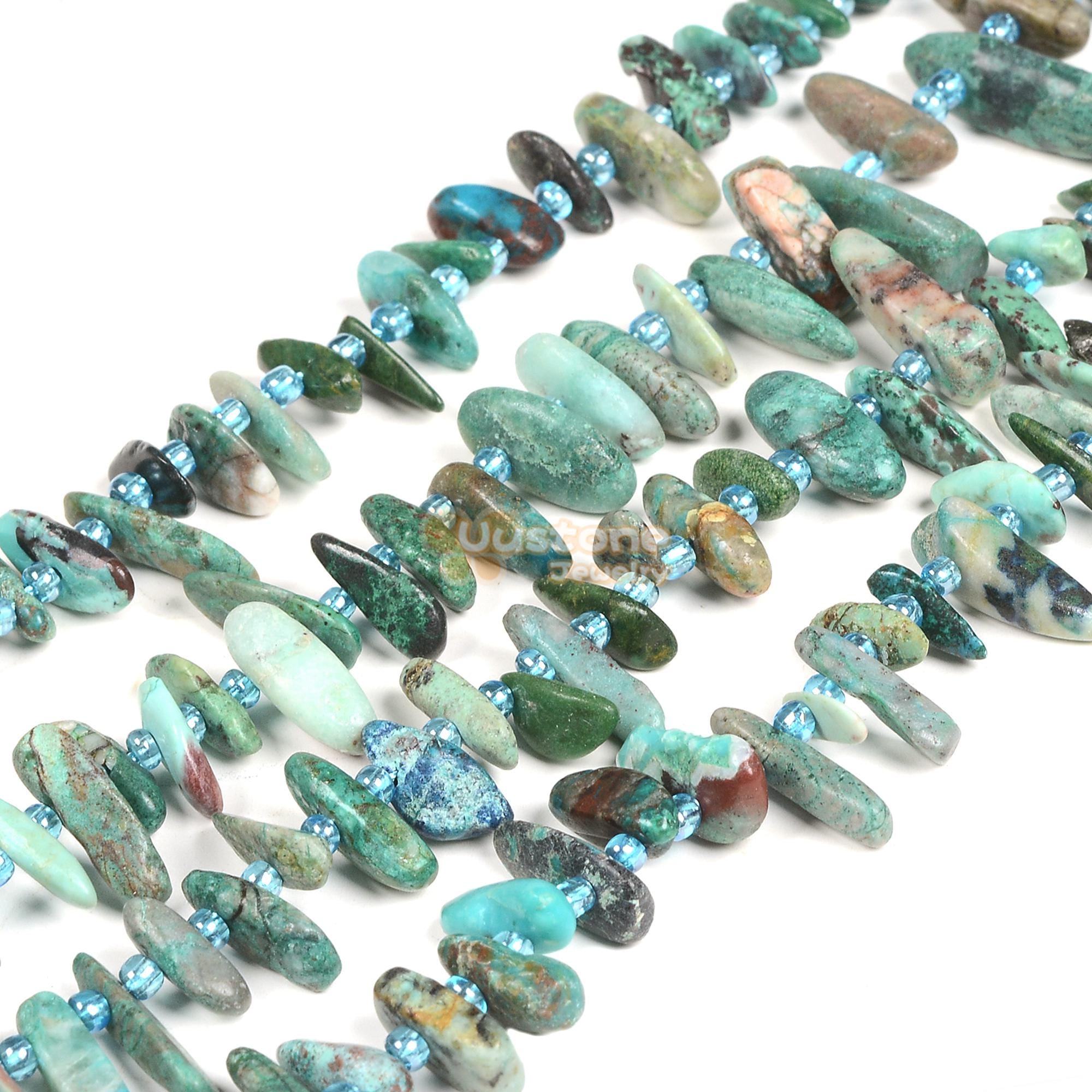 Natural Chrysocolla Gemstone Top Drilled Stick Slice Chip Loose Beads 16" Diy Jewelry Making Natural Chrysocolla Gemstone Top Drilled Stick Slice Chip Loose Beads 16" Diy Jewelry Making