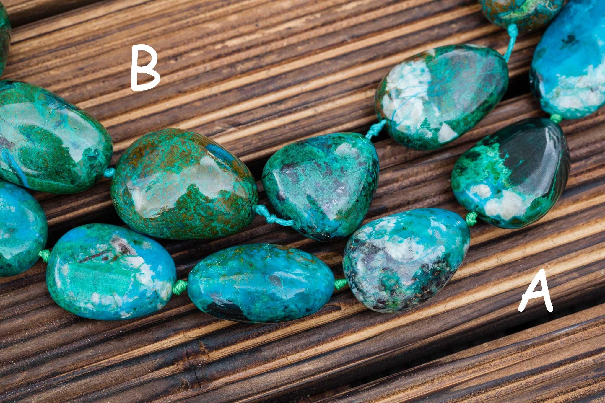 Chrysocolla Pebble Beads 17-24.5mm (etb00873) Peruvian/unique Jewelry/vintage Jewelry/gemstone Necklace