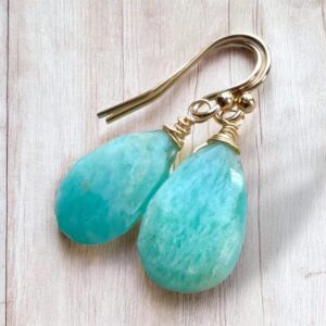 Chrysocolla Earrings: 14k Gold Fill, Blue Green Gemstone Dangles