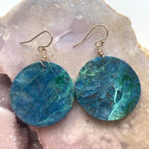 Chrysocolla Earrings: 14kt Gold Filled, Boho Dangle Earrings