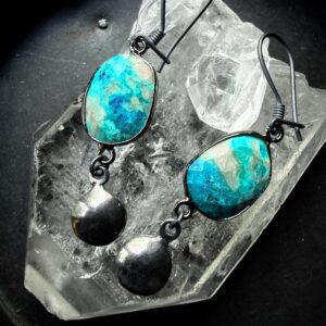 Chrysocolla Earrings, Blue Stone Earrings, Raw Stone Earrings, Dangle Earrings Chrysocolla Earrings, Blue Stone Earrings, Raw Stone Earrings, Dangle Earrings