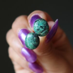 Chrysocolla Earrings Communication Stud Sterling Silver