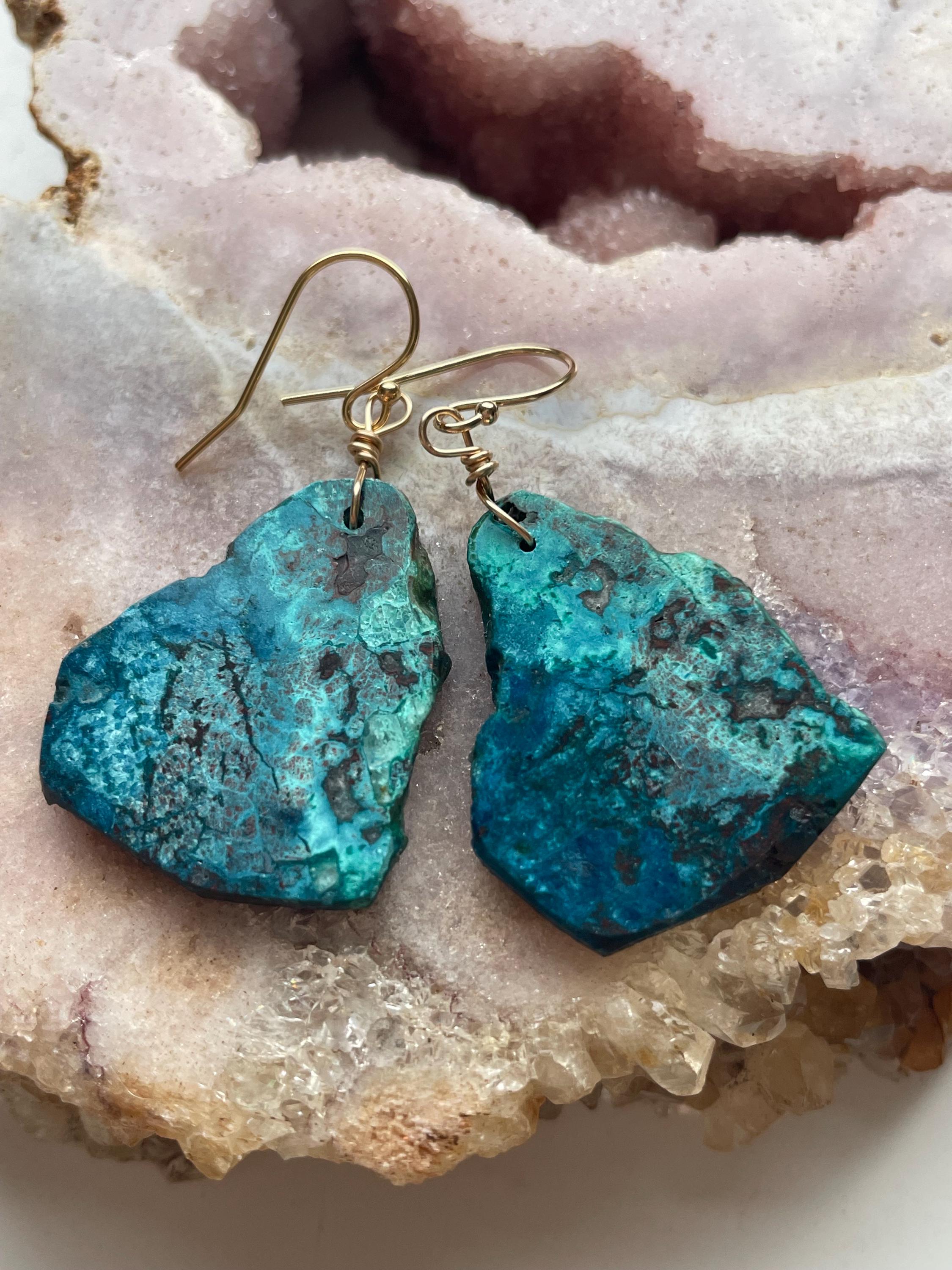 Chrysocolla Earrings, Crystal Earrings, Gemstone Earrings, Gift For Her, Gift For Women