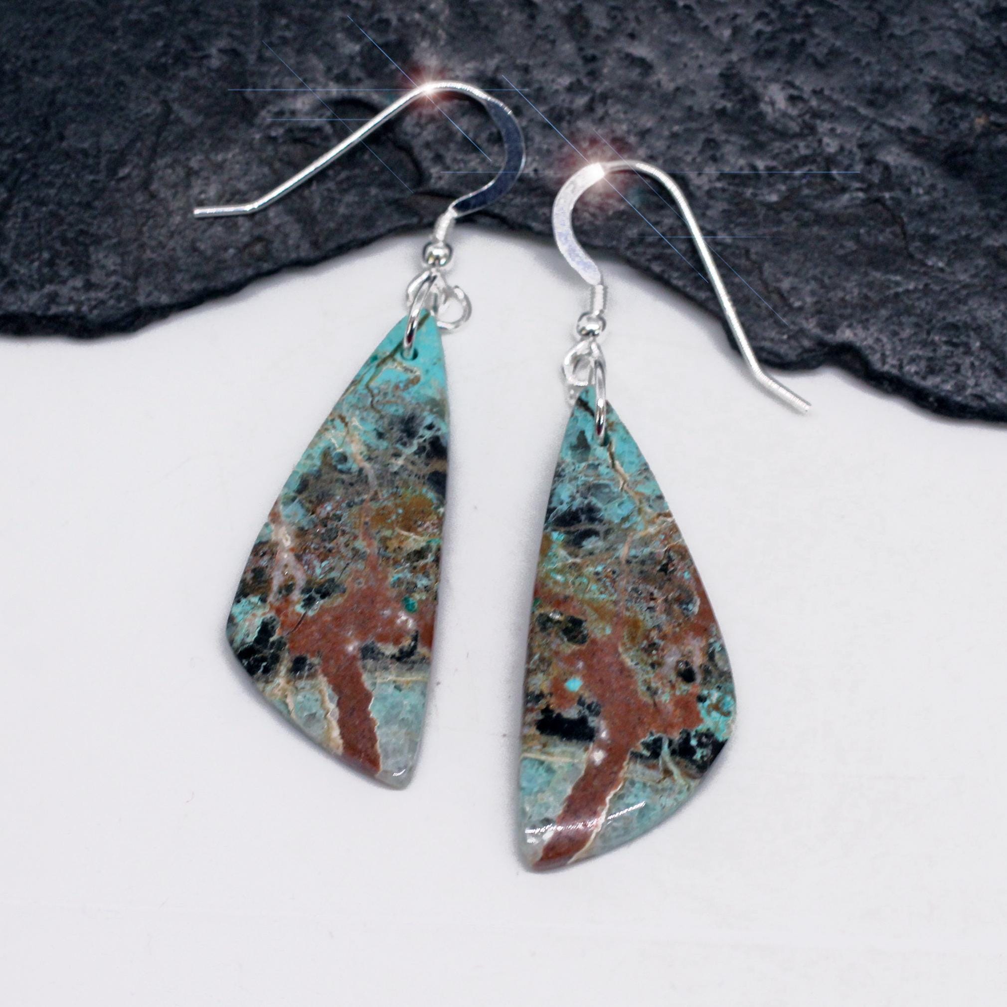 Earth And Sky - Beautiful Natural Boulder Chrysocolla Earrings