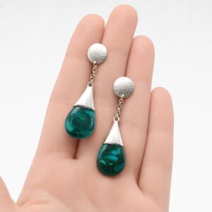 Earth And Sky - Beautiful Natural Chrysocolla And Malachite Sterling Silver Post Style Earrings Earth And Sky - Beautiful Natural Chrysocolla And Malachite Sterling Silver Post Style Earrings
