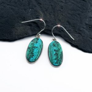 Earth and Sky - Beautiful Natural Chrysocolla Sterling Silver Earrings