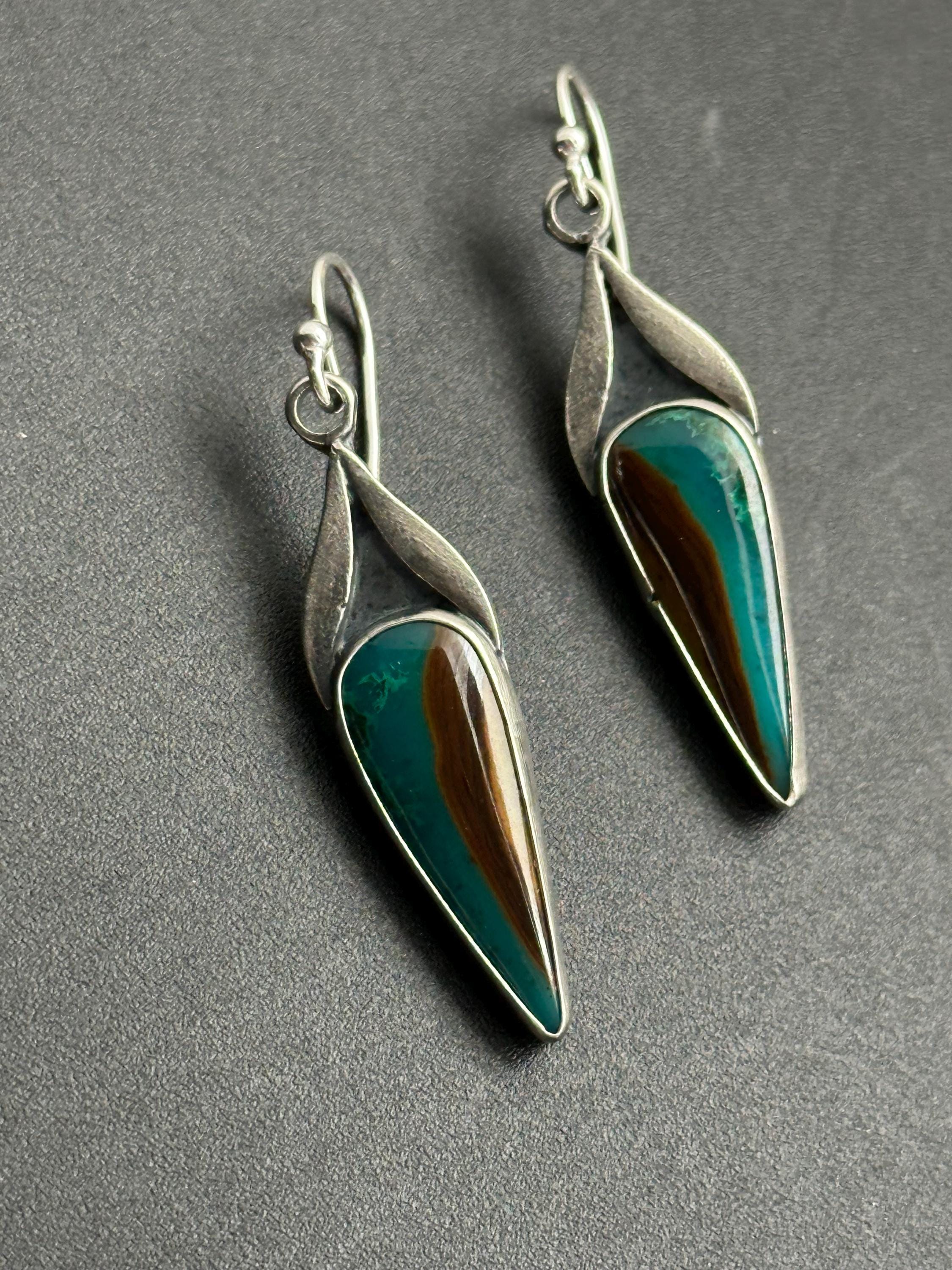 Gem Silica Chrysocolla Artisan Earrings