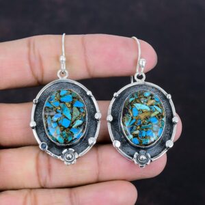 Chrysocolla Earrings: Handmade 925 Sterling Silver Gemstone Jewelry