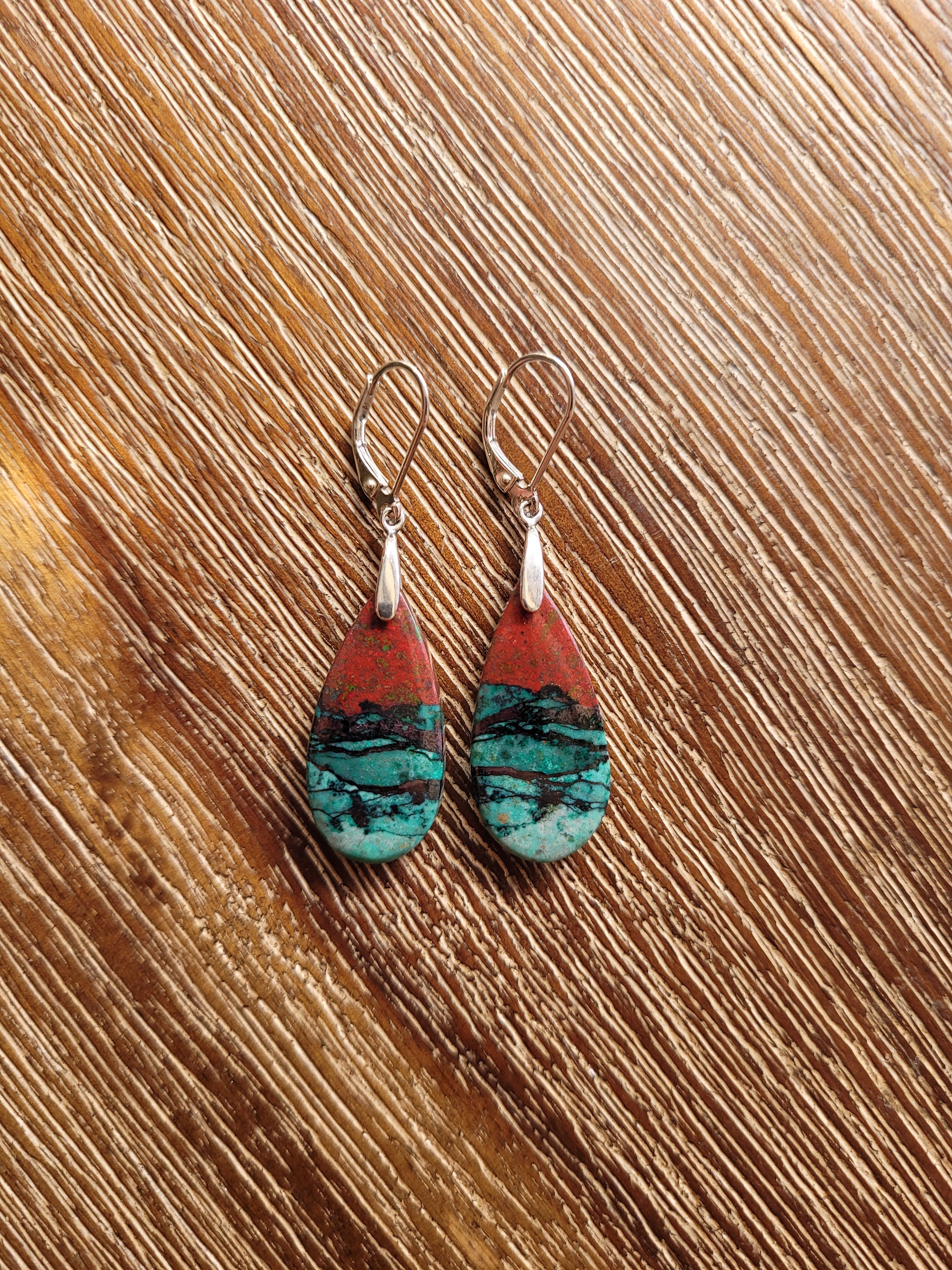 Just Listed! Sonora Sunrise Cuprite Chrysocolla Earrings. Sonora Sunset Earrings. Sonoran Sunset Earrings. Silver Only Available