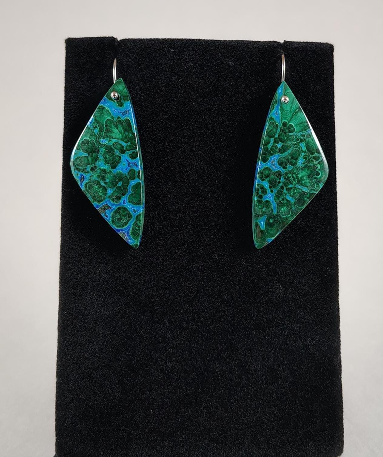 Malachite And Chrysocolla With Sterling Silver Earrings Handmade By Chris Hay