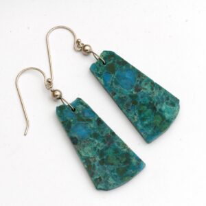 Chrysocolla Malachite Slab Earrings: Sterling Silver Boho Style