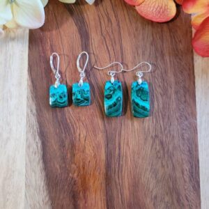 Malachite earrings. Sterling silver chrysocolla malachite earrings