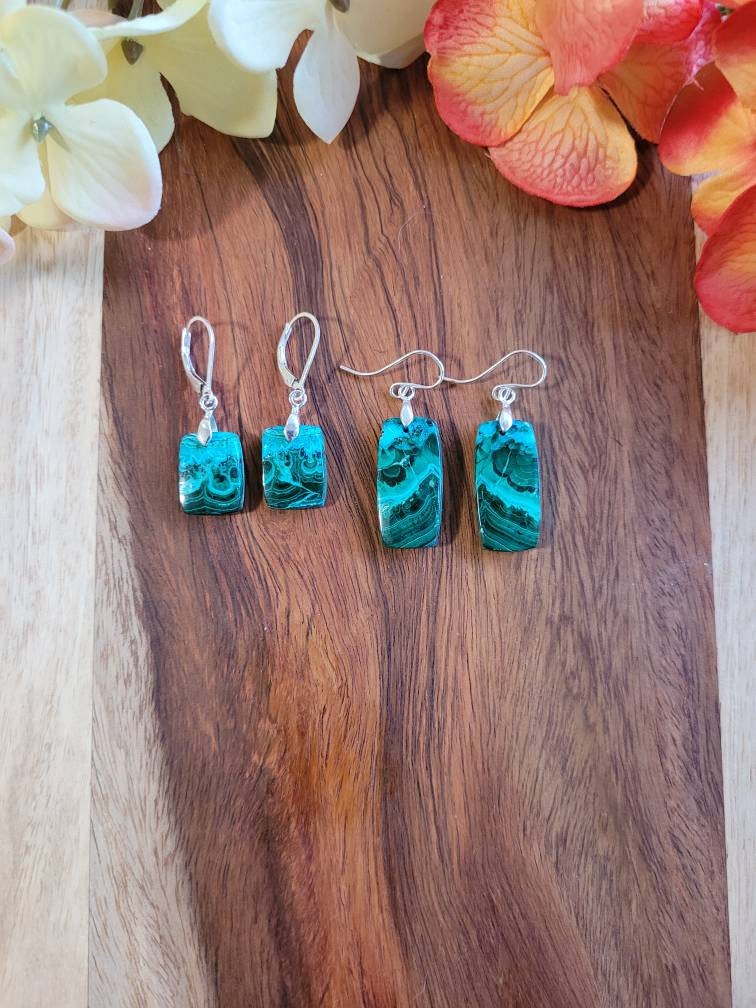 Malachite Earrings. Sterling Silver Chrysocolla Malachite Earrings Malachite Earrings. Sterling Silver Chrysocolla Malachite Earrings