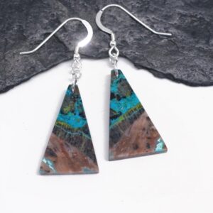 Mountain Stream - Beautiful Natural Boulder Chrysocolla Earrings
