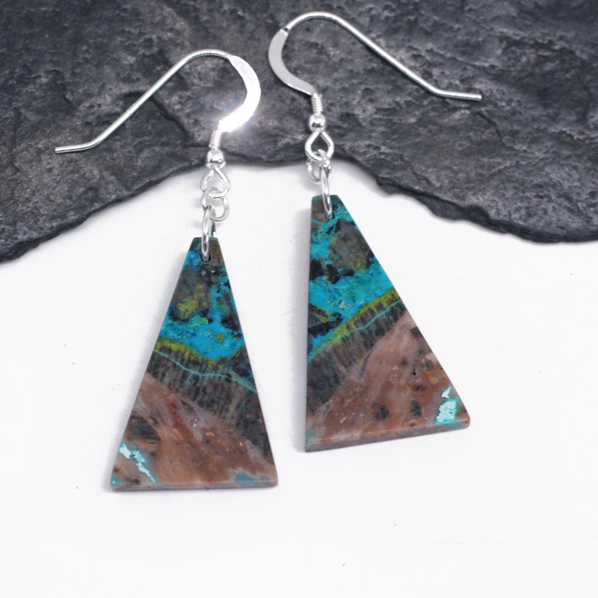 Mountain Stream - Beautiful Natural Boulder Chrysocolla Earrings