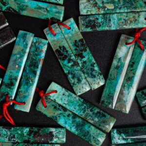 Rare Natural Green Chrysocolla Malachite Earring-rectangle Chrysocolla Top Drilled Matched Cabochon Gemstone Earring