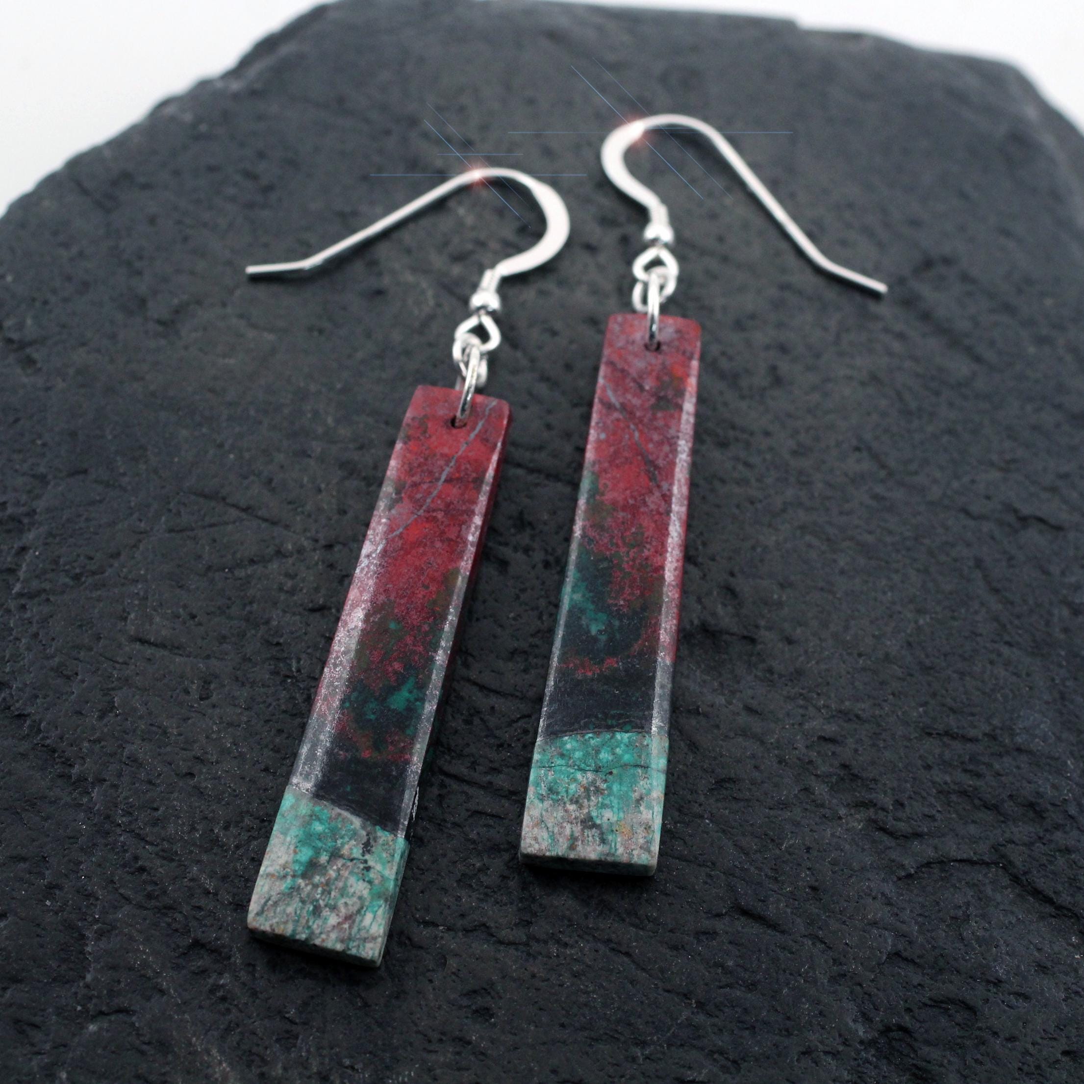 Sonora Sunrise - Beautiful Natural Chrysocolla And Cuprite Sterling Silver Earrings