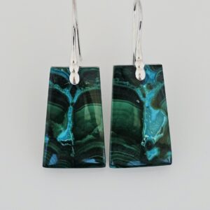 Sterling Silver and Trapezoid Cut Malachite/Chrysocolla Earrings